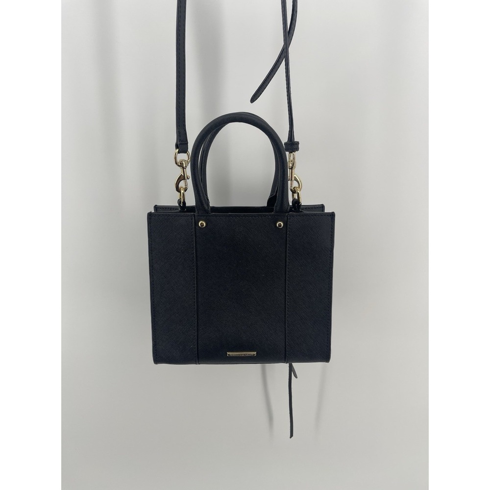 Rebecca‎ Minkoff Black Mini Tote Crossbody Bag Gold Hardware Women's